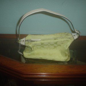 coach cream & green small purse